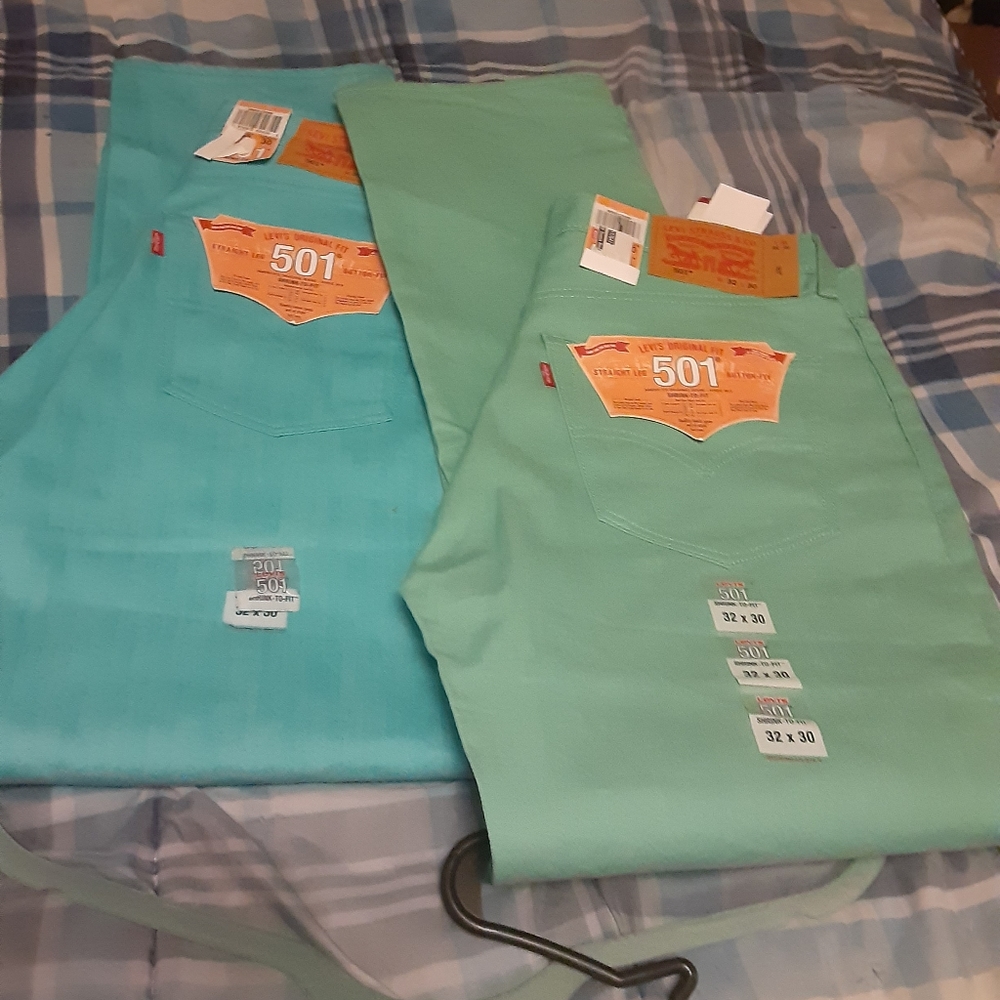 COPY - Size 32/30 Brand New Levi Jean's. Blue and Green. $40